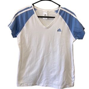 Adidas Women’s White Blue Fitted Athletic Tennis Golf Shirt Size M
